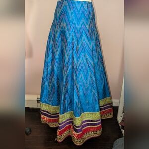 Vaishali Chevron Maxi Skirt with Multicolor Hem